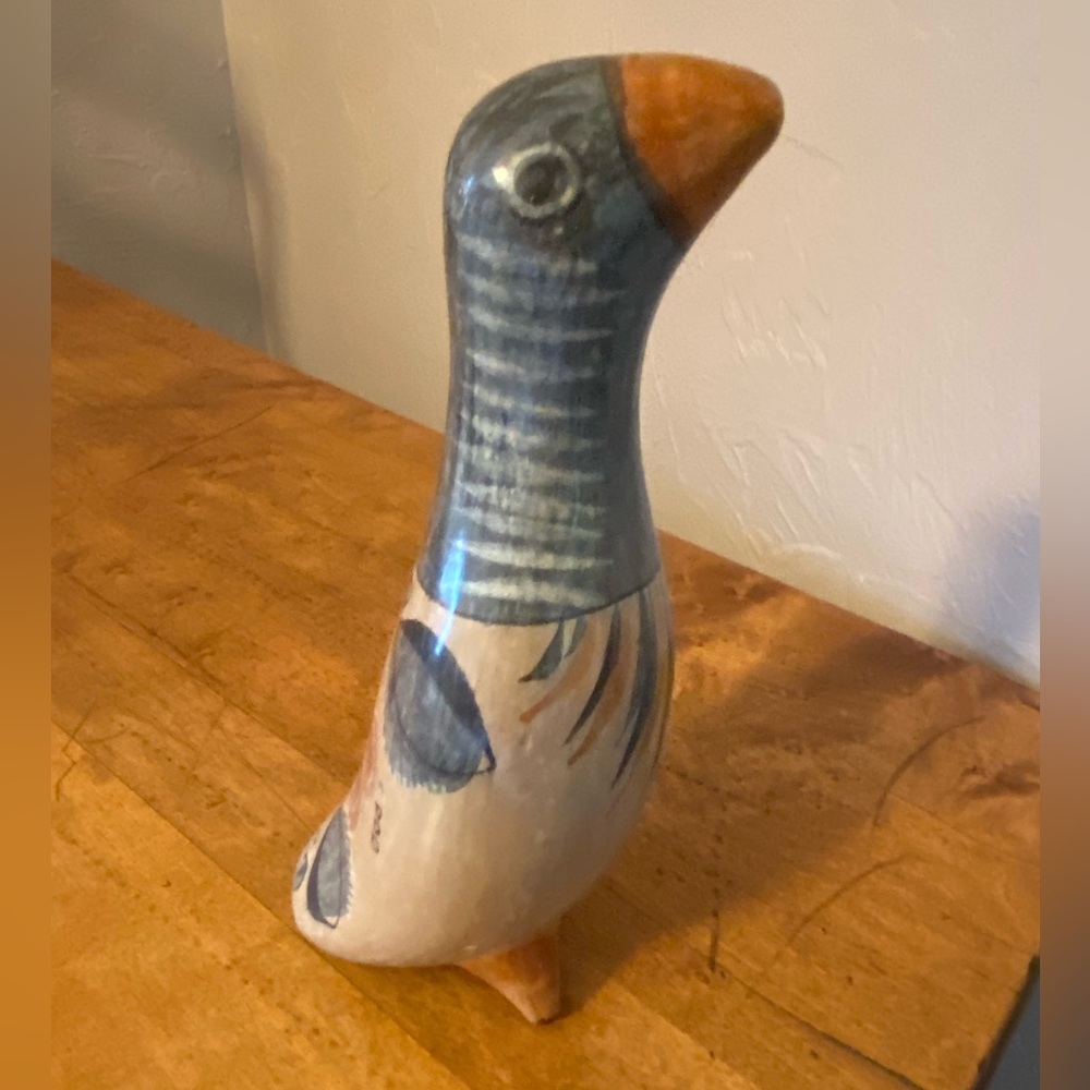 Vintage Tonala Mexican Pottery Colorful Bird Figurine